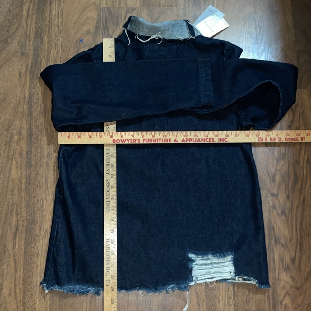 Waven Eleni destroyed denim cowl neck top small NWT from revolve - Picture 6 of 9